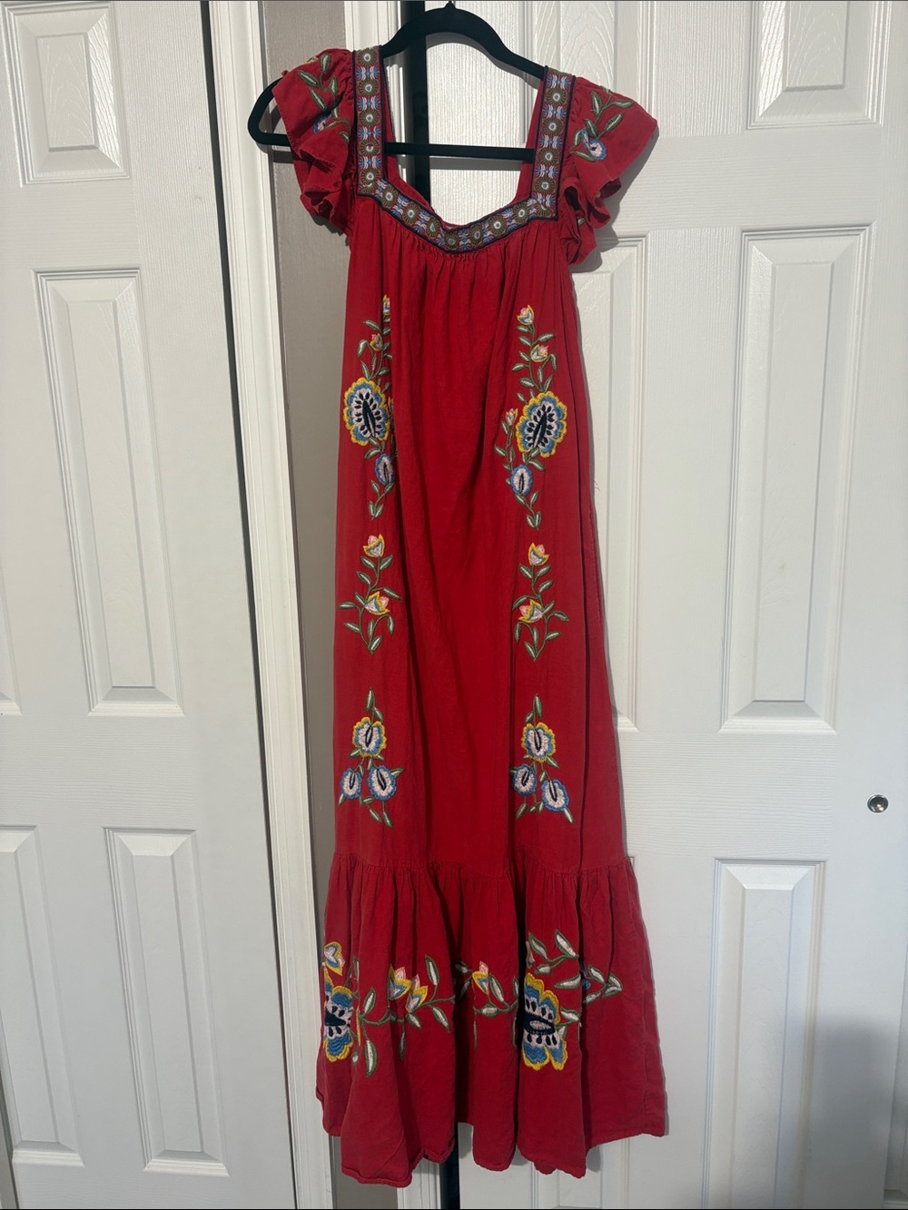 FARM Rio Red Embroidered Boho Maxi Dress